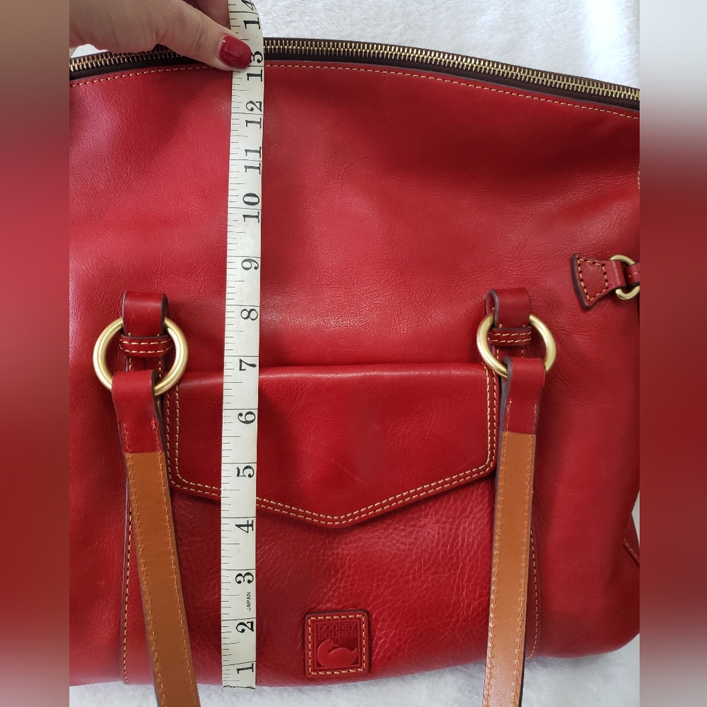 Dooney & Bourke Red Shoulder Bag with Gold Accents - Picture 3 of 8